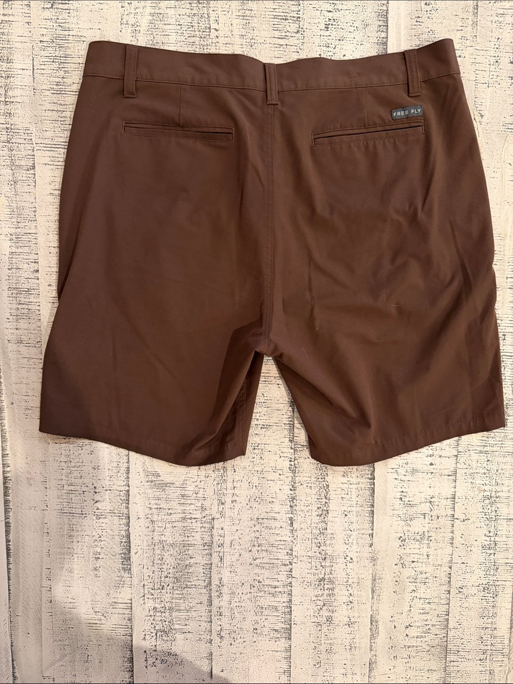 Free Fly Men's Flat Front Brown Stretch Shorts - Picture 3 of 4